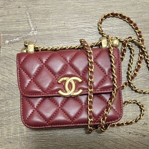 Chanel Burgundy Quilted Leather Coinpurse